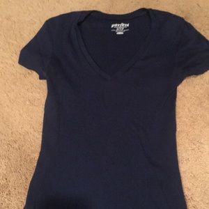 V-neck navy blue shirt